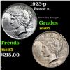 Image 1 : 1925-p Peace Dollar $1 Grades GEM Unc