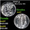 Image 1 : 1942-p Mercury Dime 10c Grades GEM++ Unc
