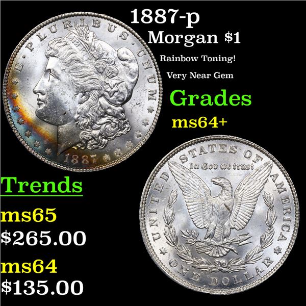 1887-p Morgan Dollar $1 Grades Choice+ Unc