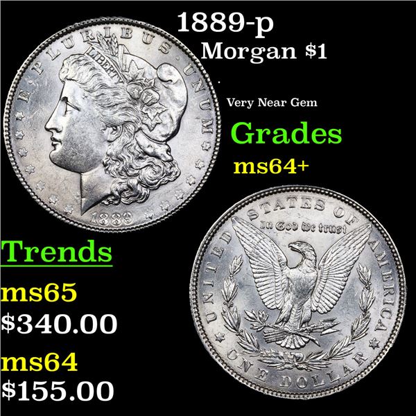 1889-p Morgan Dollar $1 Grades Choice+ Unc