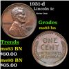 Image 1 : 1931-d Lincoln Cent 1c Grades Select Unc BN