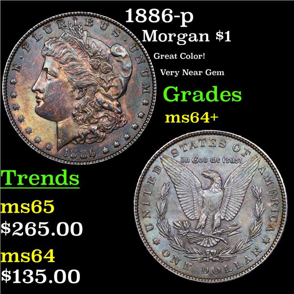 1886-p Morgan Dollar $1 Grades Choice+ Unc