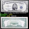 1953A $5 Blue Seal Silver Certificate Grades vf+