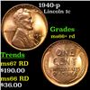 1940-p Lincoln Cent 1c Grades GEM++ RD