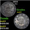 Image 1 : 1853 Three Cent Silver 3cs Grades Select Unc