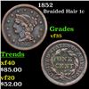 1852 Braided Hair Large Cent 1c Grades vf++