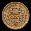 Image 3 : 1855 Braided Hair Half Cent C-1 1/2c Graded ms63+ bn By SEGS