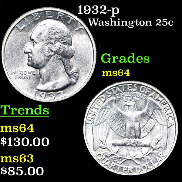 1932-p Washington Quarter 25c Grades Choice Unc