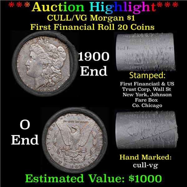 ***Auction Highlight*** 1900 & O Morgan Cull-VG First Financial Solid Morgan Silver Dollar Shotgun R