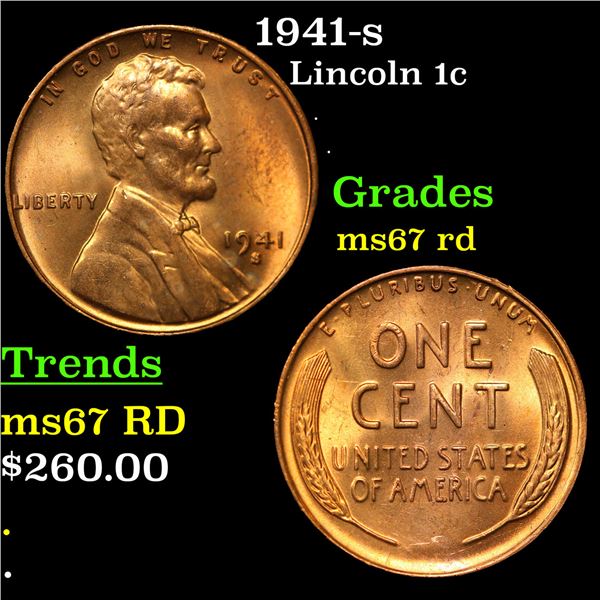 1941-s Lincoln Cent 1c Grades GEM++ Unc RD