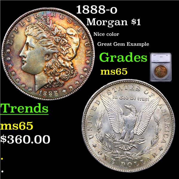 1888-o Morgan Dollar $1 Graded ms65 By SEGS