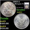Image 1 : 1883-o Morgan Dollar $1 Graded ms64+ By SEGS
