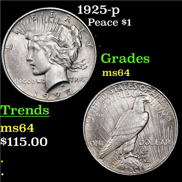 1925-p Peace Dollar $1 Grades Choice Unc