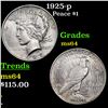Image 1 : 1925-p Peace Dollar $1 Grades Choice Unc