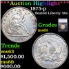 ***Auction Highlight*** 1875-p Seated Half Dollar 50c Graded ms61 BY SEGS (fc)