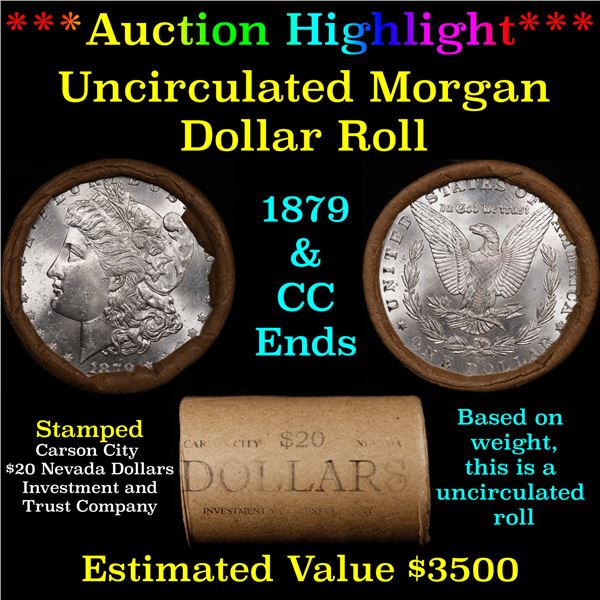 ***Auction Highlight*** 1879 & CC Uncirculated Morgan Dollar Shotgun Roll (fc)