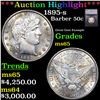 ***Auction Highlight*** 1895-s Barber Half Dollars 50c Graded ms65 By SEGS (fc)