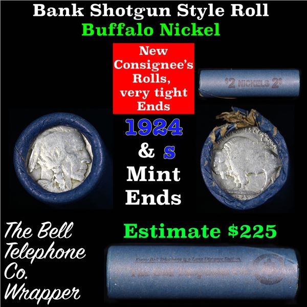 Buffalo Nickel Shotgun Roll in Old Bank Style 'Bell Telephone'  Wrapper 1924 &s Mint Ends Grades