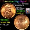 ***Auction Highlight*** 1955-p Lincoln Cent Near TOP POP! 1c Graded ms67 rd By SEGS (fc)