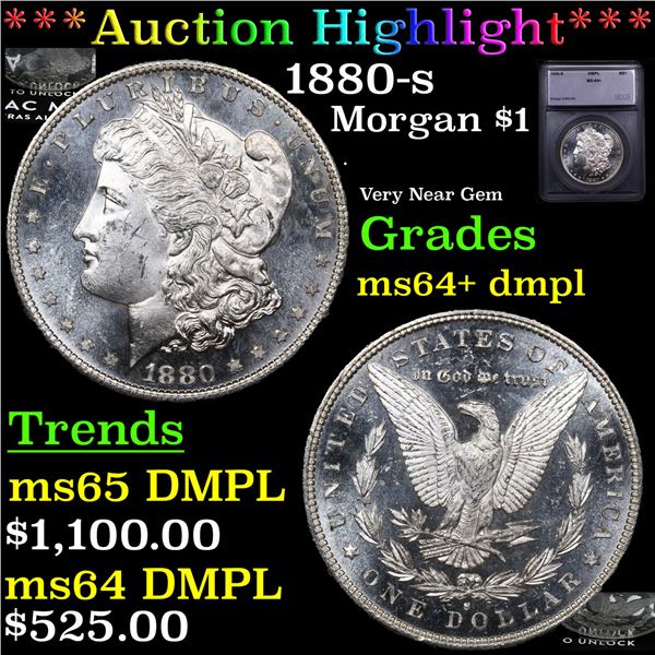 ***Auction Highlight*** 1880-s Morgan Dollar $1 Graded ms64+ dmpl BY SEGS (fc)