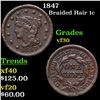 1847 Braided Hair Large Cent 1c Grades vf++