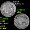 1914-s Buffalo Nickel 5c Grades vf+