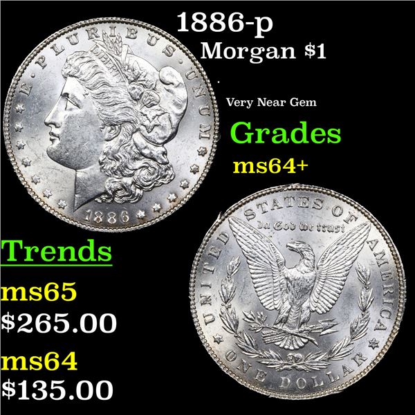 1886-p Morgan Dollar $1 Grades Choice+ Unc