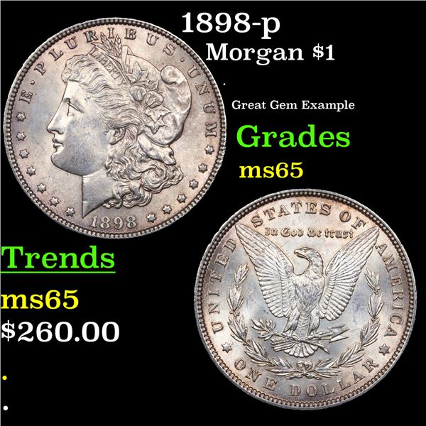 1898-p Morgan Dollar $1 Grades GEM Unc