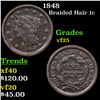 1848 Braided Hair Large Cent 1c Grades vf+