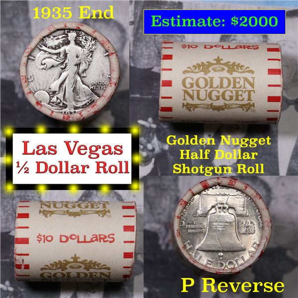 ***Auction Highlight*** Old Casino 50c Roll $10 Halves Las Vegas Casino Golden Nugget P Franklin & 1