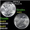 Image 1 : 1924-p Peace Dollar $1 Grades Choice Unc