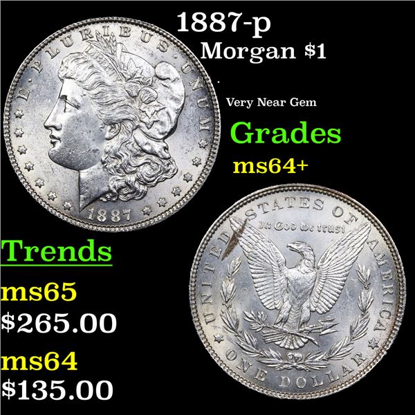 1887-p Morgan Dollar $1 Grades Choice+ Unc