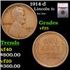 1914-d Lincoln Cent 1c Graded vf25 By SEGS