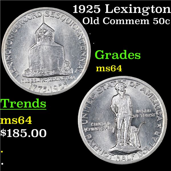 1925 Lexington Old Commem Half Dollar 50c Grades Choice Unc