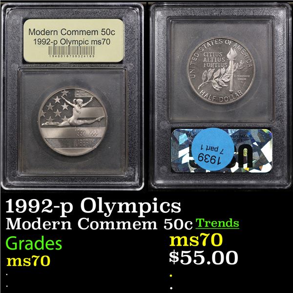 1992-p Olympics Modern Commem Half Dollar 50c Graded ms70, Perfection BY USCG