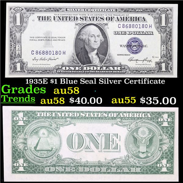1935E $1 Blue Seal Silver Certificate Grades Choice AU/BU Slider