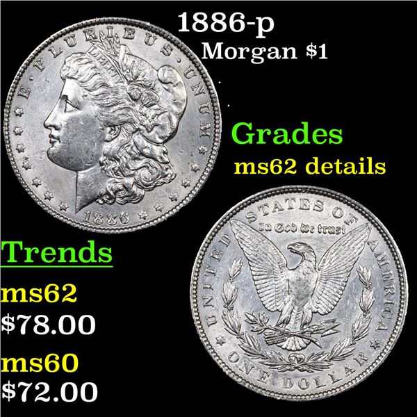 1886-p Morgan Dollar $1 Grades Unc Details