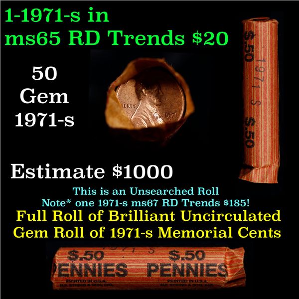 Shotgun Lincoln 1c roll, 1971-S 50 pcs steel strong