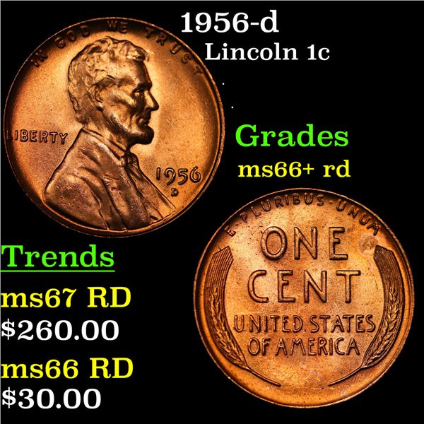 1956-d Lincoln Cent 1c Grades GEM++ RD