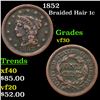1852 Braided Hair Large Cent 1c Grades vf++