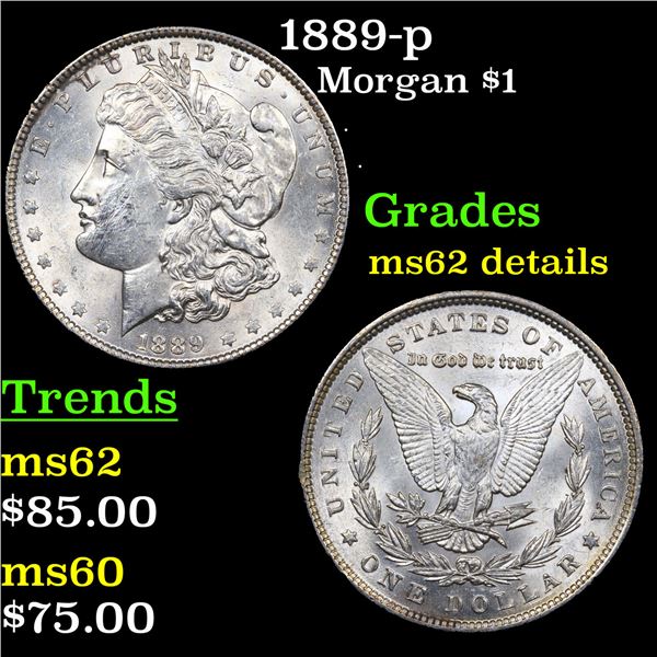 1889-p Morgan Dollar $1 Grades Unc Details