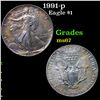 1991-p Silver Eagle Dollar $1 Grades GEM++ Unc.