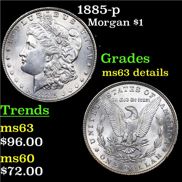 1885-p Morgan Dollar $1 Grades Unc Details
