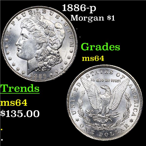 1886-p Morgan Dollar $1 Grades Choice Unc