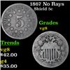 1867 No Rays Shield Nickel 5c Grades vg, very good