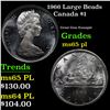 1966 Large Beads Canada Dollar $1 Grades GEM Unc PL