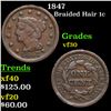 1847 Braided Hair Large Cent 1c Grades vf++