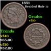 1851 Braided Hair Large Cent 1c Grades vf++