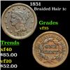 1851 Braided Hair Large Cent 1c Grades vf++