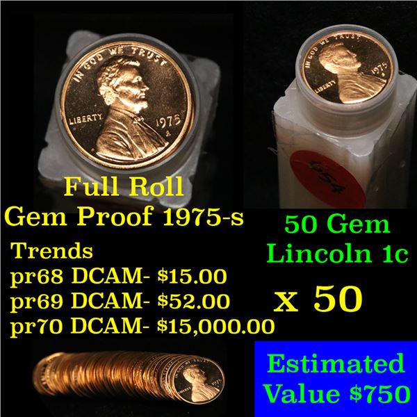 Gem Proof Lincoln 1c roll, 1975-s 50 pcs